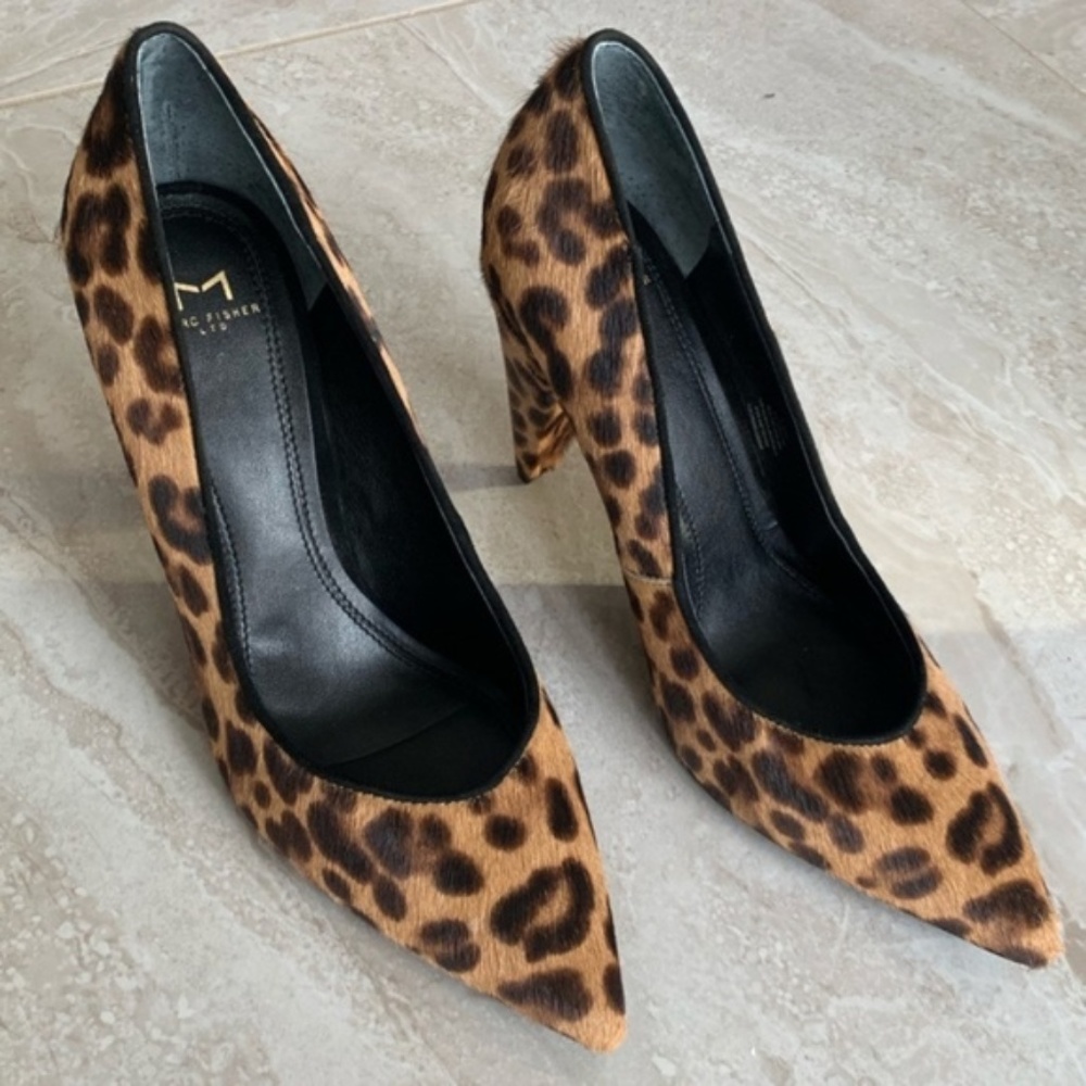Marc Fisher Leopard Printed Calf Hair Pump